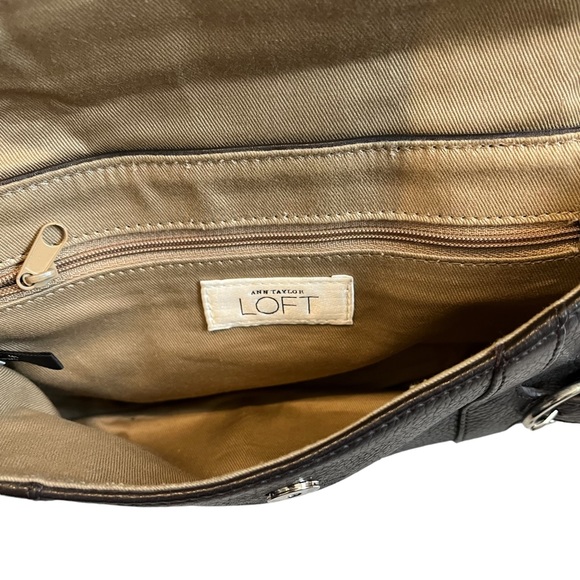 ANNE TAYLOR LOFT Brown Leather Baguette Handbag - Picture 11 of 13